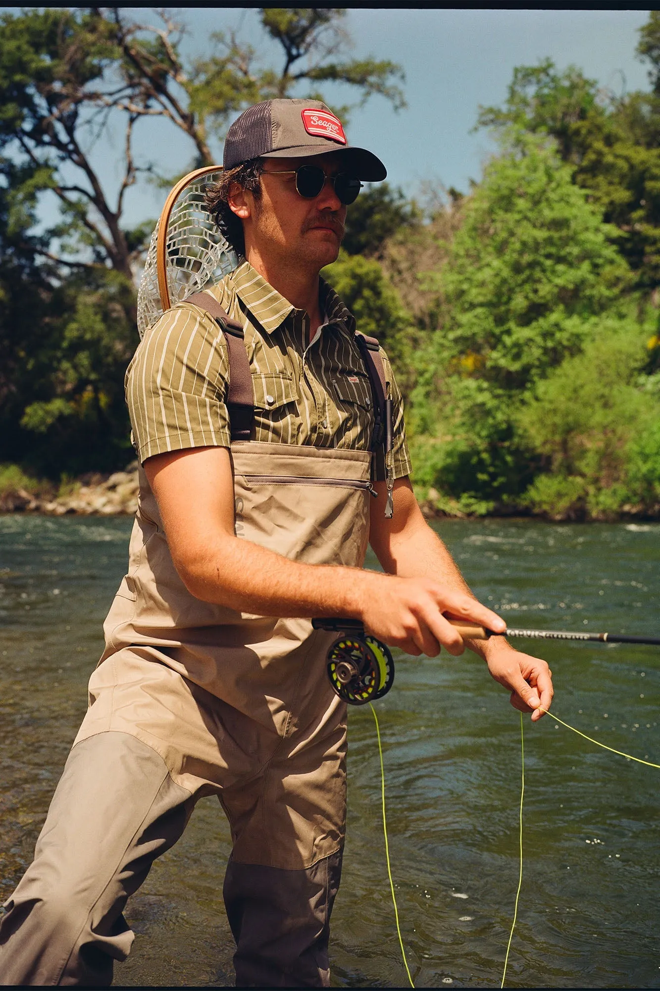 SEAGER EL RANCHERO S/S SHIRT - OLIVE WHITE sold by Sun Diego Boardshops