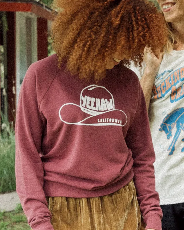 Junk Food YEEHAW VINTAGE RAGLAN PULLOVER - ROAN ROUGE sold by Sun Diego Boardshops