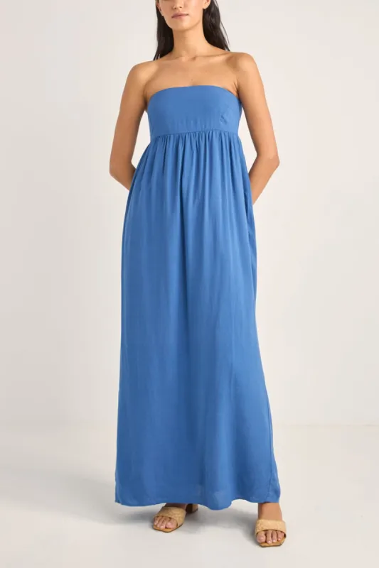 Rhythm Lani Strapless Maxi Dress - Blue sold by Sun Diego Boardshops