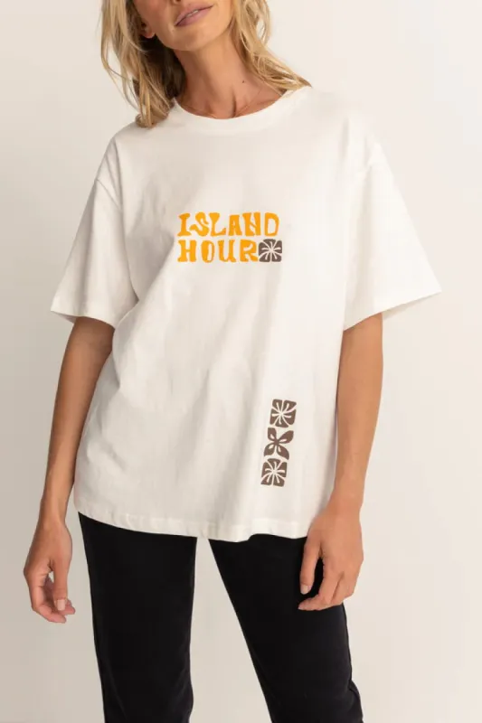 Rhythm Island Hour Oversized Tee  - WHITE sold by Sun Diego Boardshops