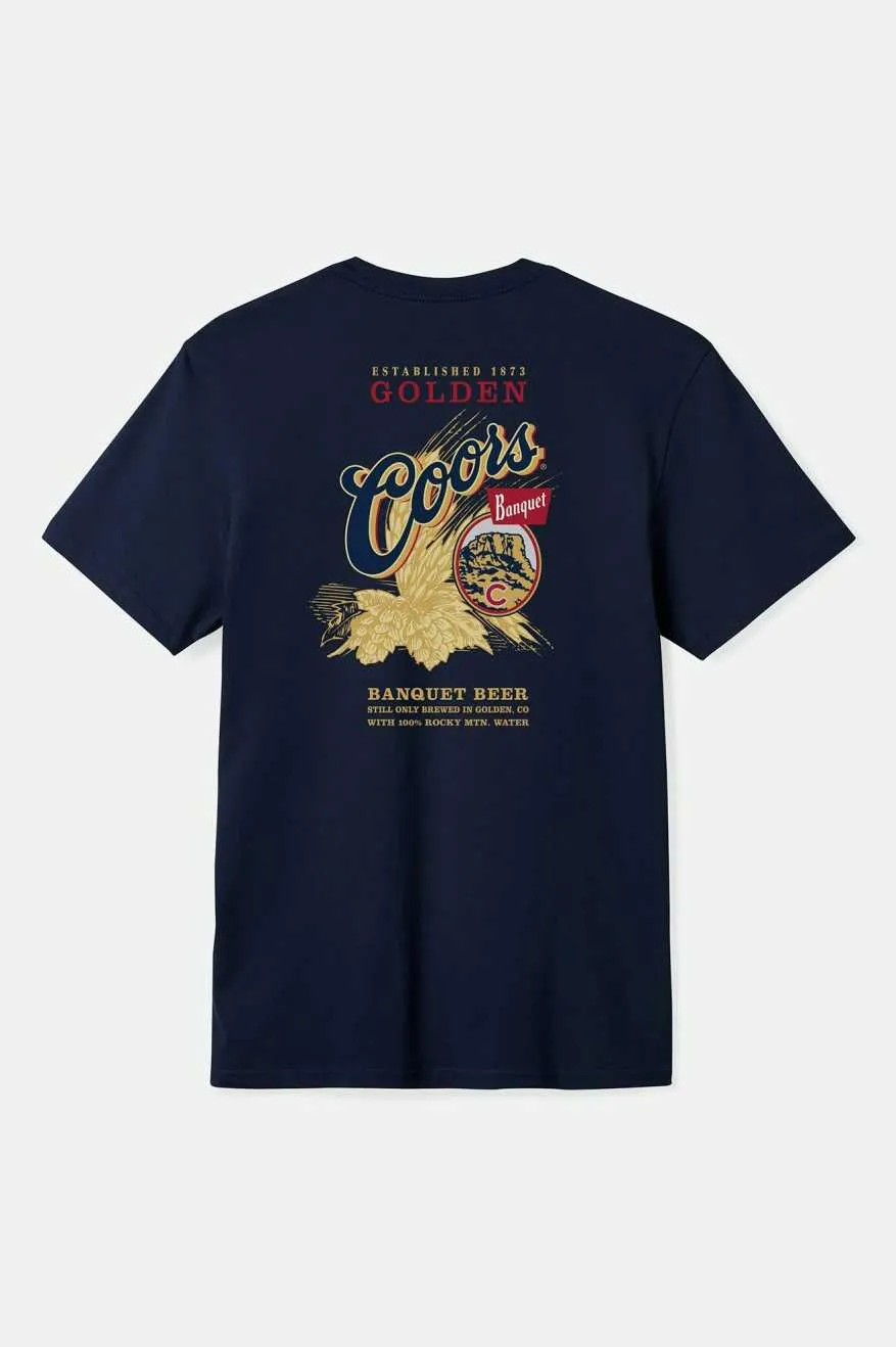 Brixton COORS START YOUR LEGACY HOPS T-SHIRT - NAVY sold by Sun Diego Boardshops