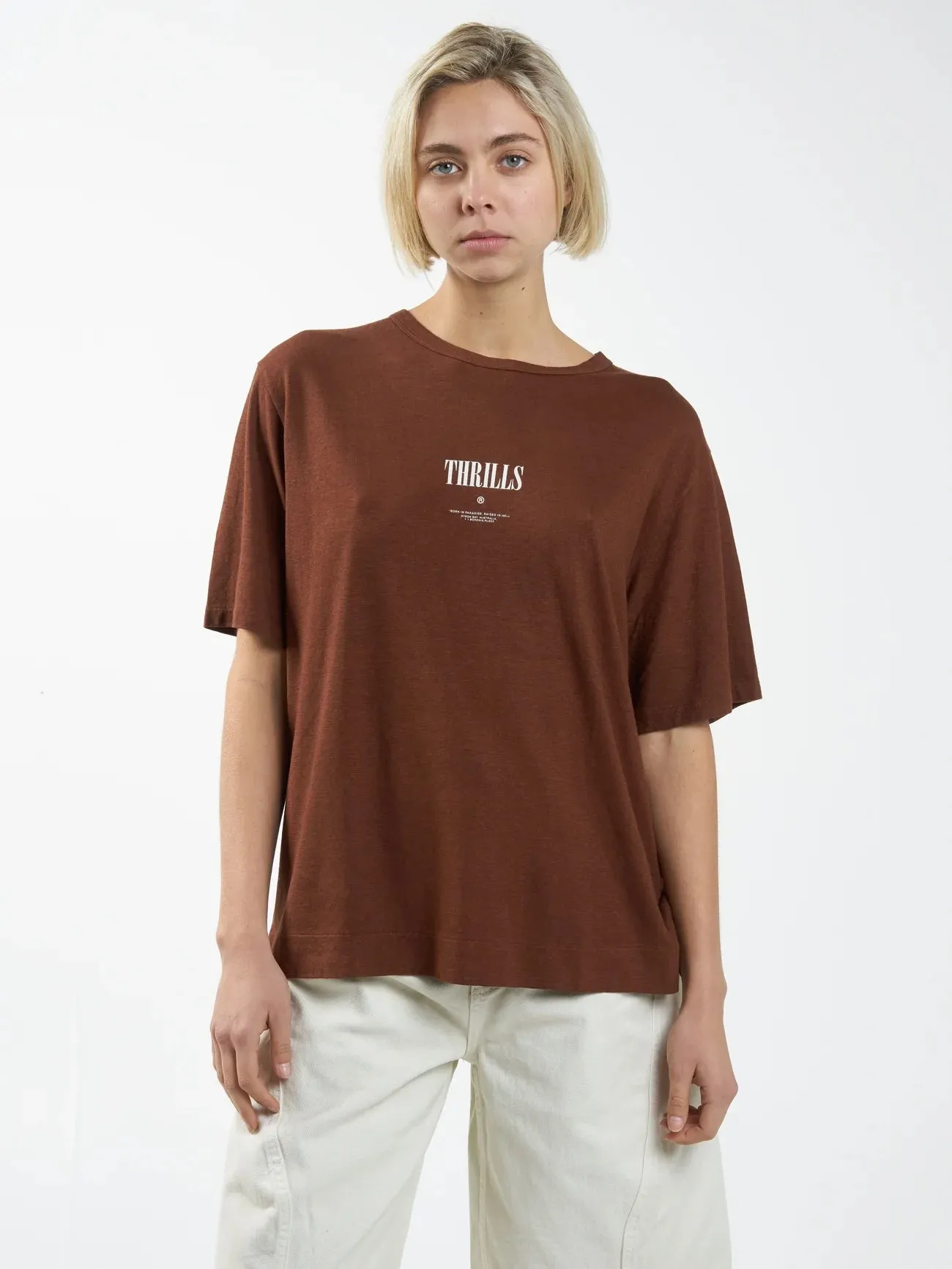 Thrills As You Are Hemp Box Tee - Chestnut sold by Sun Diego Boardshops