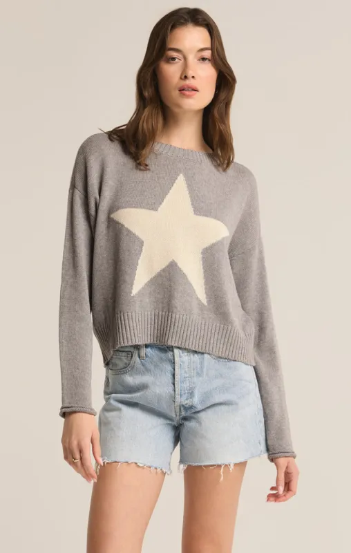 Z-Supply STAR SWEATER - Classic Heather Grey sold by Sun Diego Boardshops