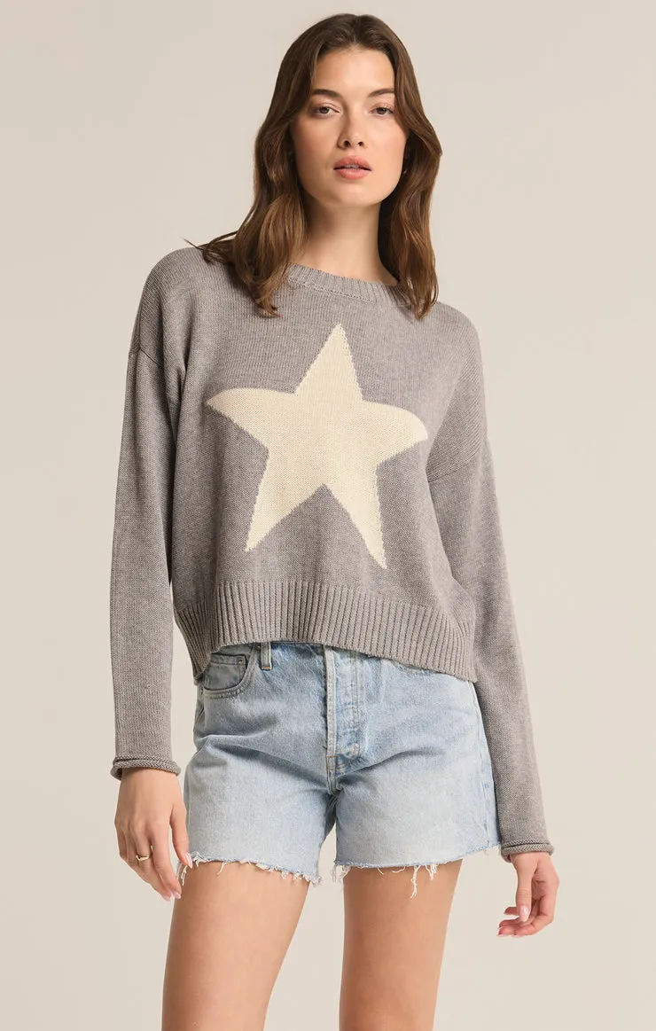 Z-Supply STAR SWEATER - Classic Heather Grey sold by Sun Diego Boardshops