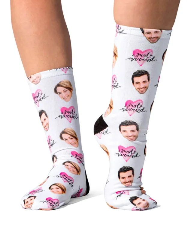 Just Married Cute Face Socks sold by Super Socks