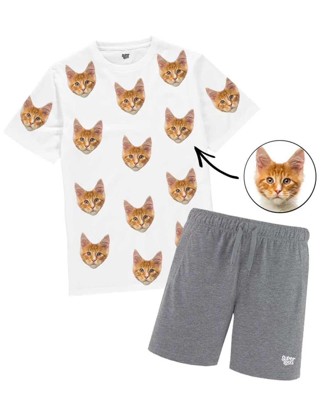 Men's Cat Pyjamas - Red Tartan Shorts Set sold by Super Socks product image thumbnail 2