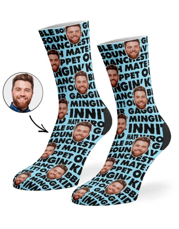 Manchester Slang Pattern Socks sold by Super Socks