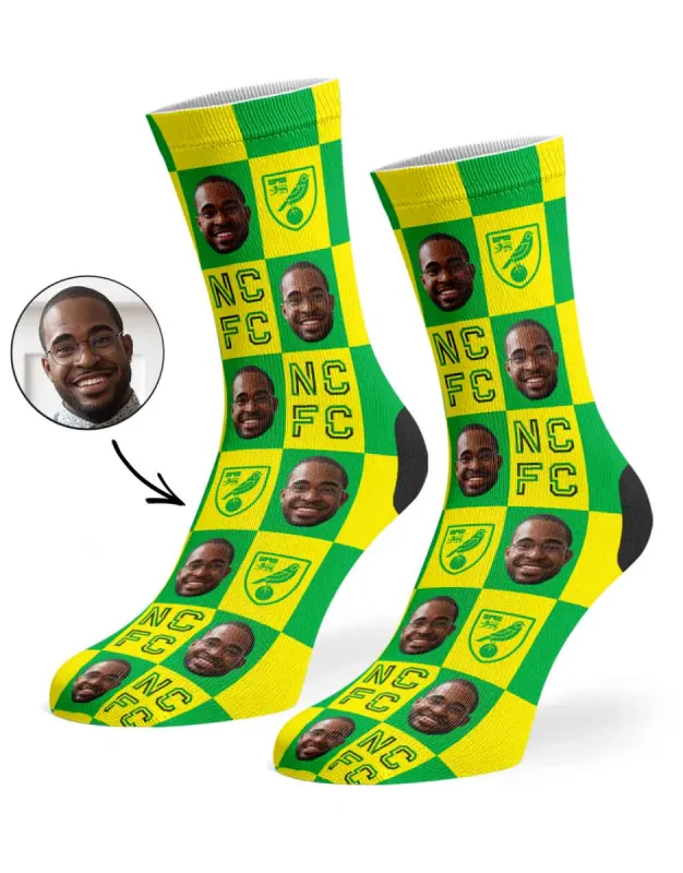 Norwich City Chequered Socks sold by Super Socks