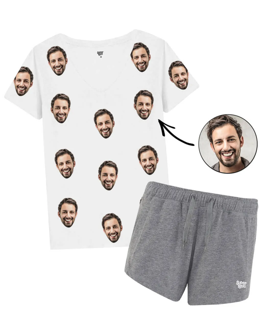 Women's Face Pyjamas - Tartan Shorts sold by Super Socks