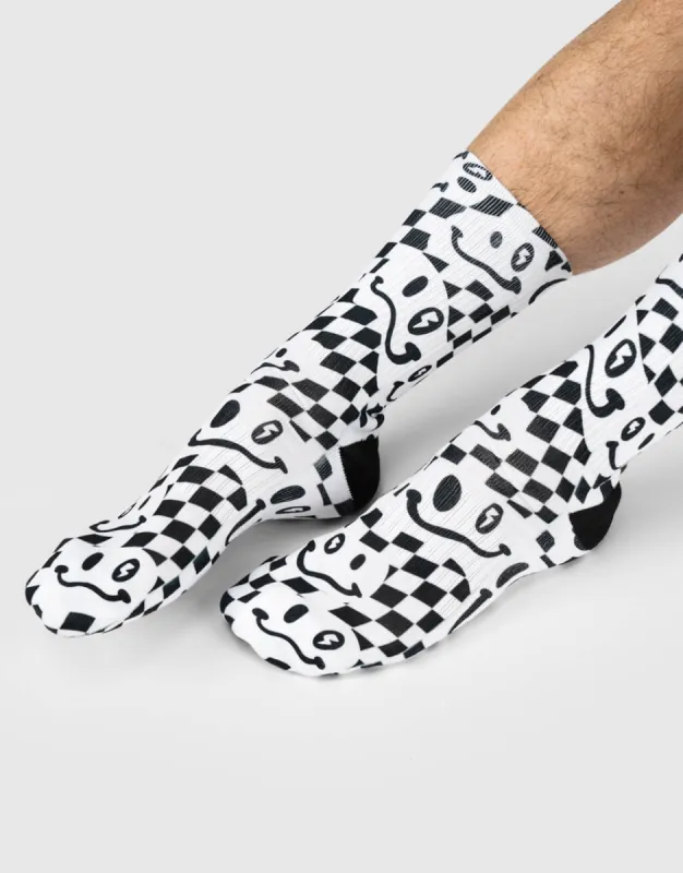 Chequered Smiley Socks sold by Super Socks