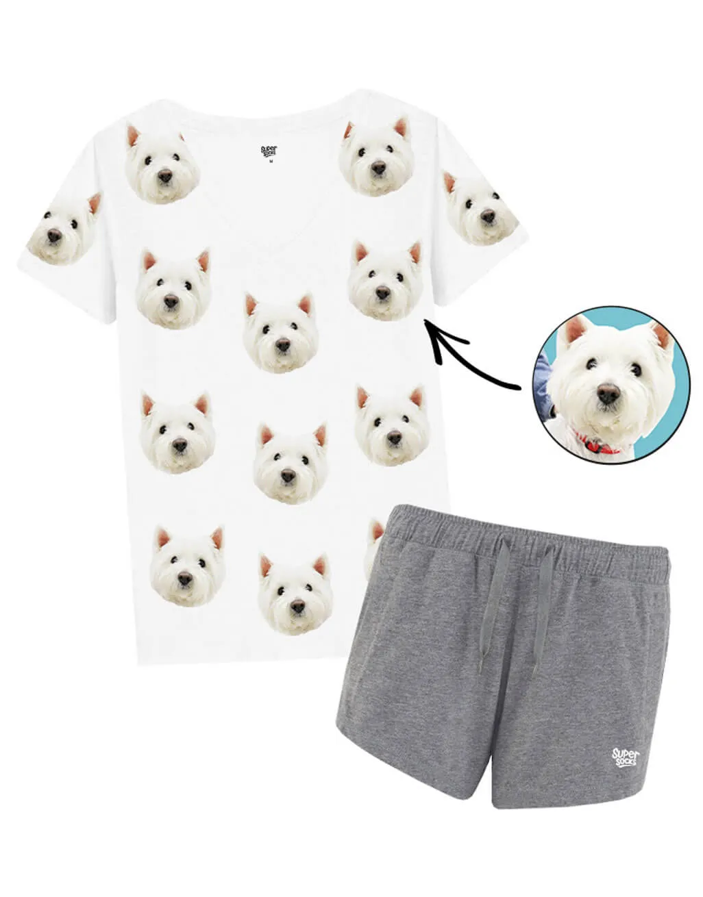 Women's Dog Pyjamas - Red Tartan Shorts sold by Super Socks