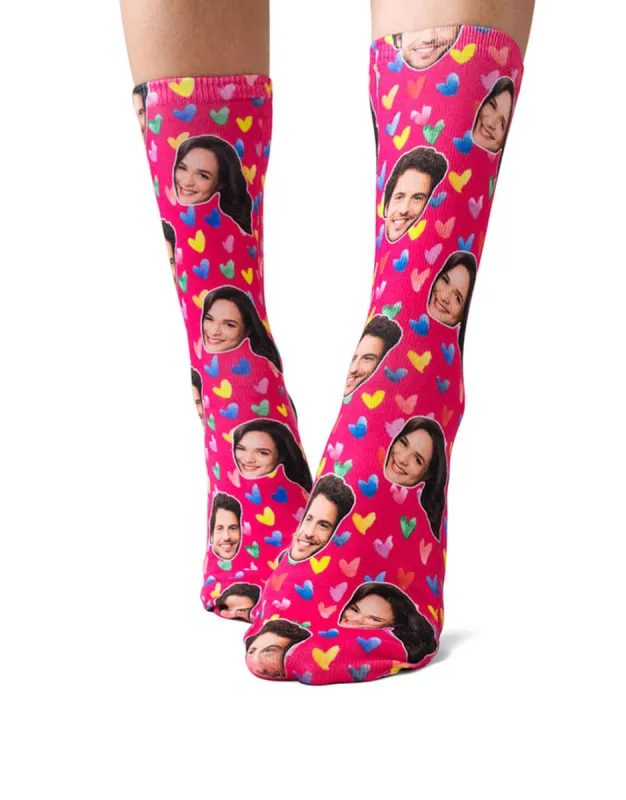 Watercolour Hearts Socks sold by Super Socks