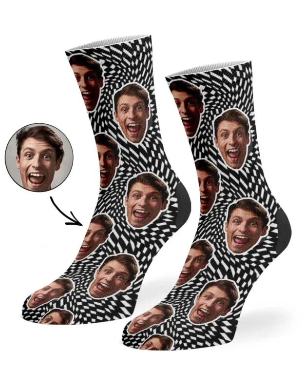 Trippy Mono Checked Face Socks sold by Super Socks