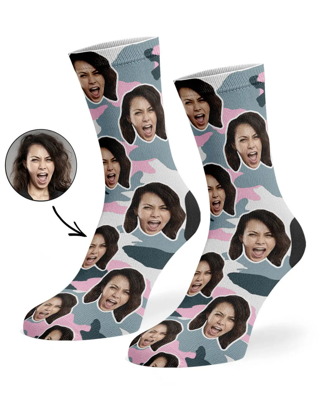 Face Pink Camo Socks sold by Super Socks