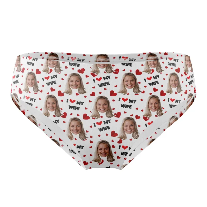 I Love My Wife Personalised Face Swim Trunks sold by Super Socks