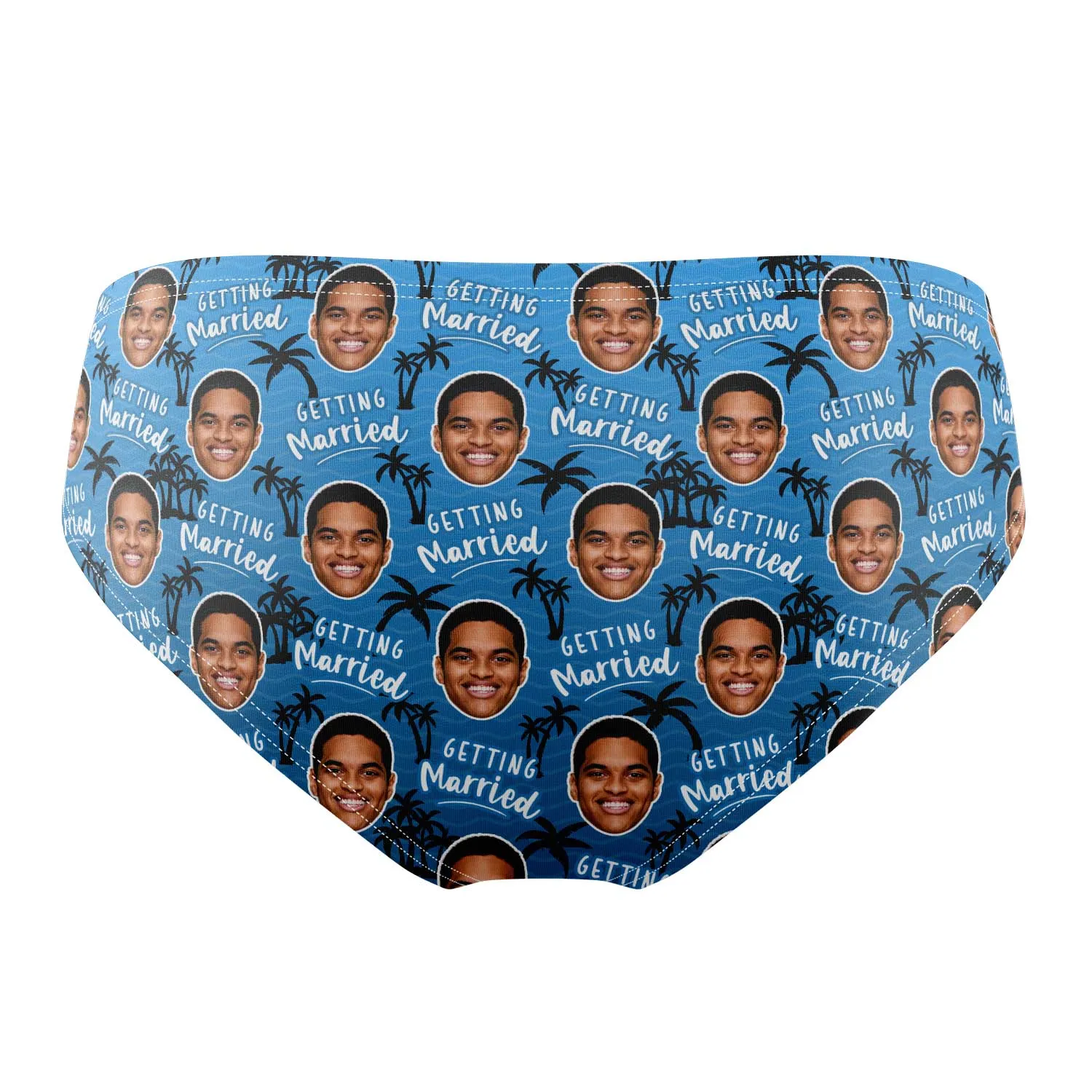 Getting Married Personalised Face Pattern Swim Trunks sold by Super Socks product image thumbnail 2