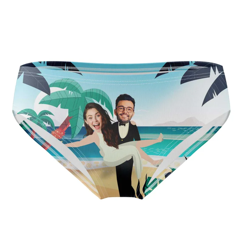 Bride and Groom Personalised Just Married Swim Trunks sold by Super Socks