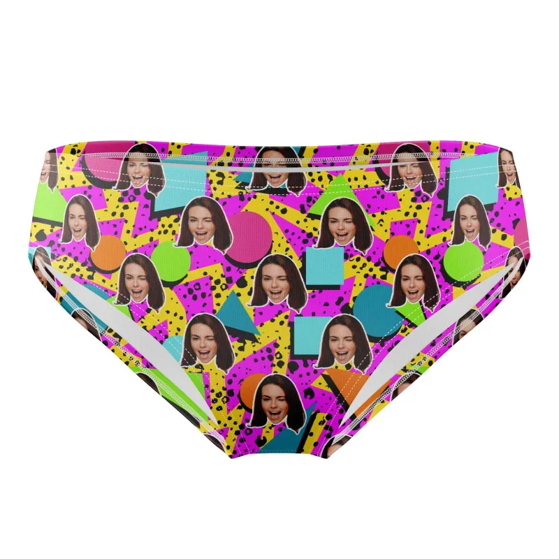 Pink 80s Pattern Custom Face Swim Trunks sold by Super Socks