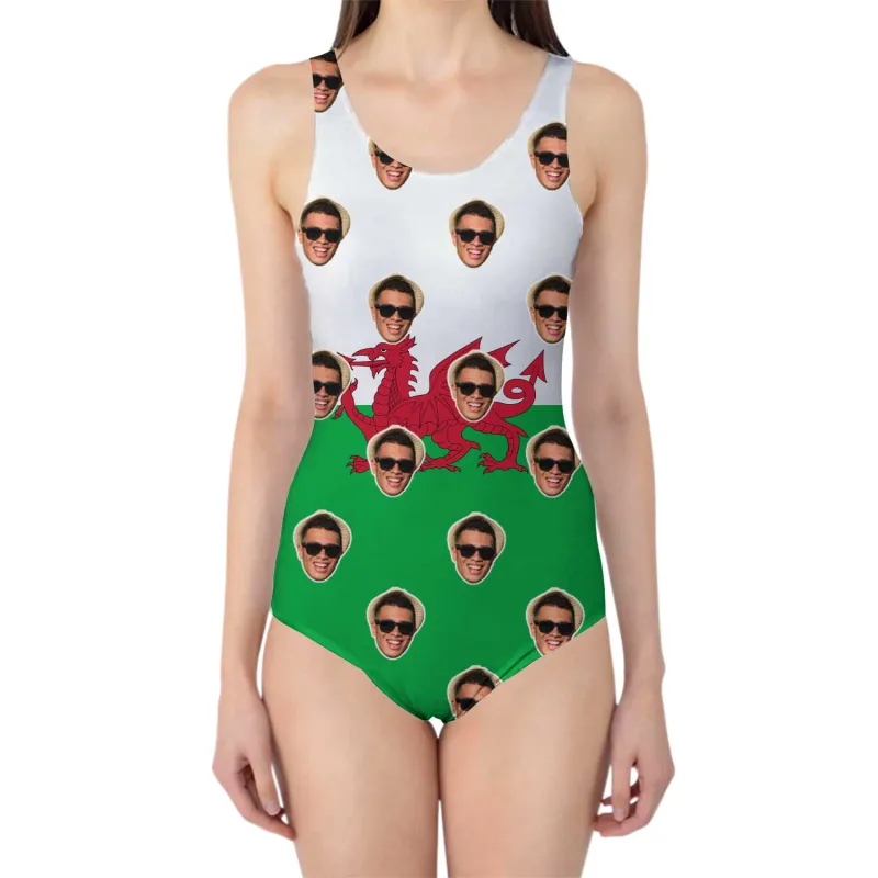 Wales Flag Personalised Faces Swimsuit sold by Super Socks