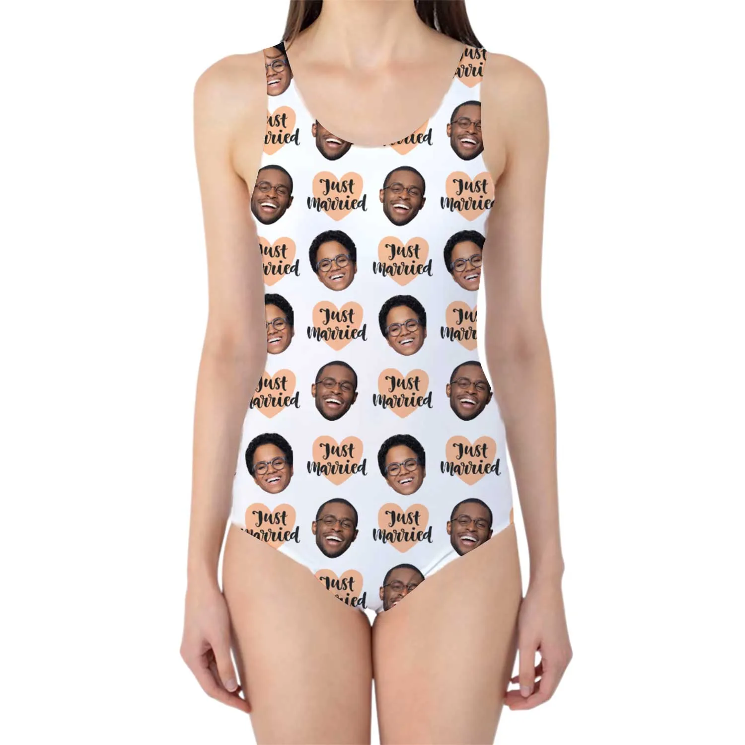 Just Married Swimsuit Personalised With Faces sold by Super Socks