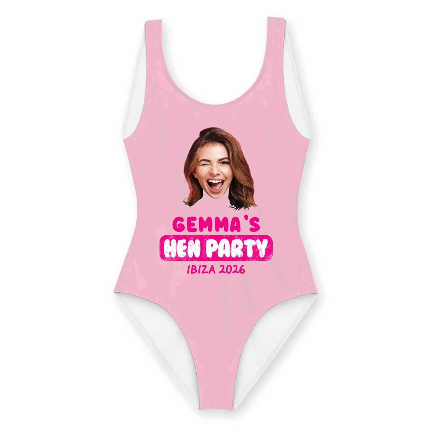 Bride's Hen Party Swimsuit Personalised With Name and Face sold by Super Socks product image thumbnail 4