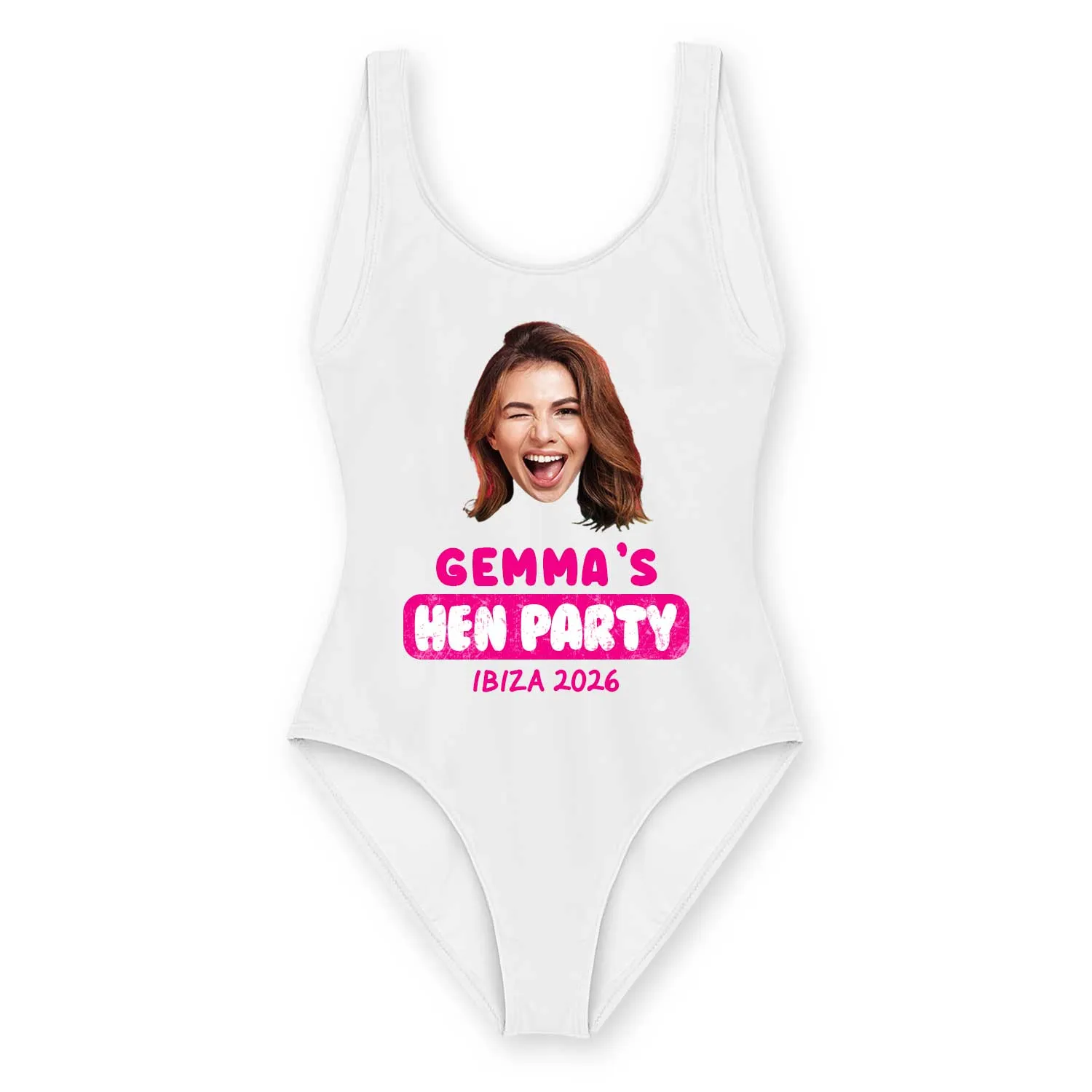 Bride's Hen Party Swimsuit Personalised With Name and Face sold by Super Socks product image thumbnail 2