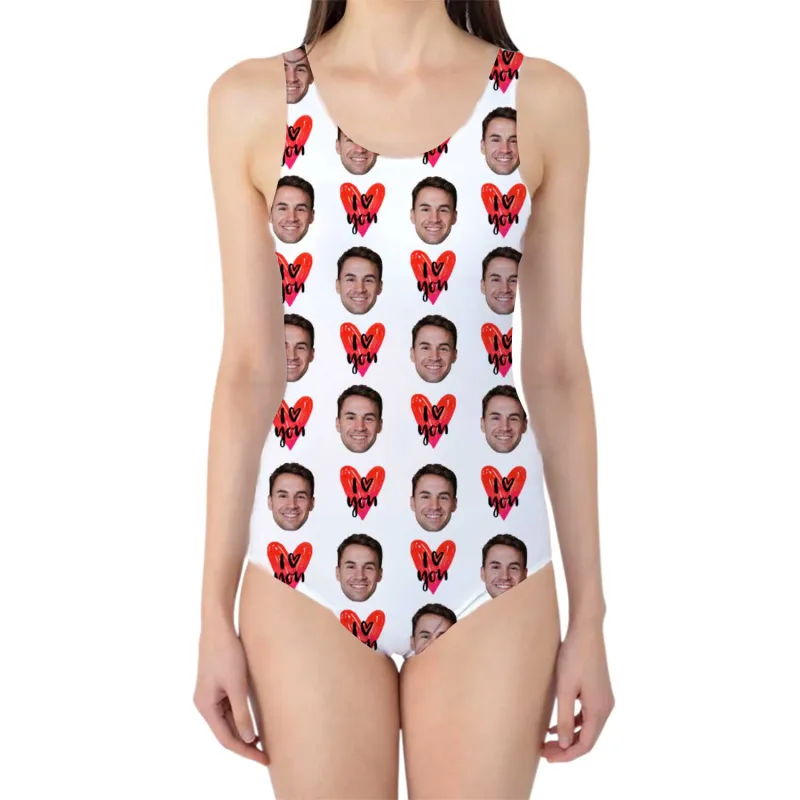 I Heart You Swimsuit Personalised With Face sold by Super Socks