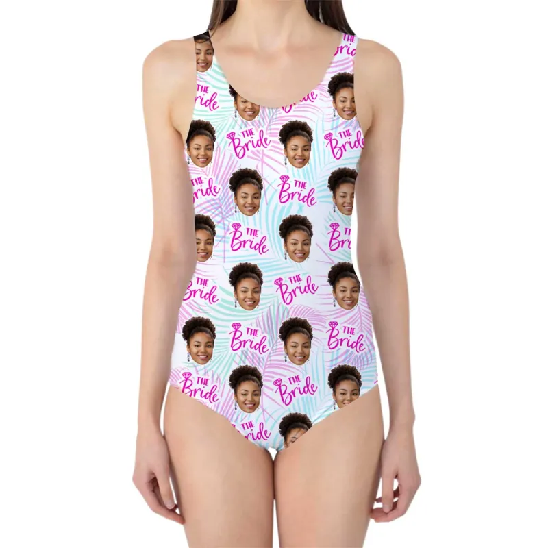The Bride Swimsuit Personalised Face Pattern sold by Super Socks