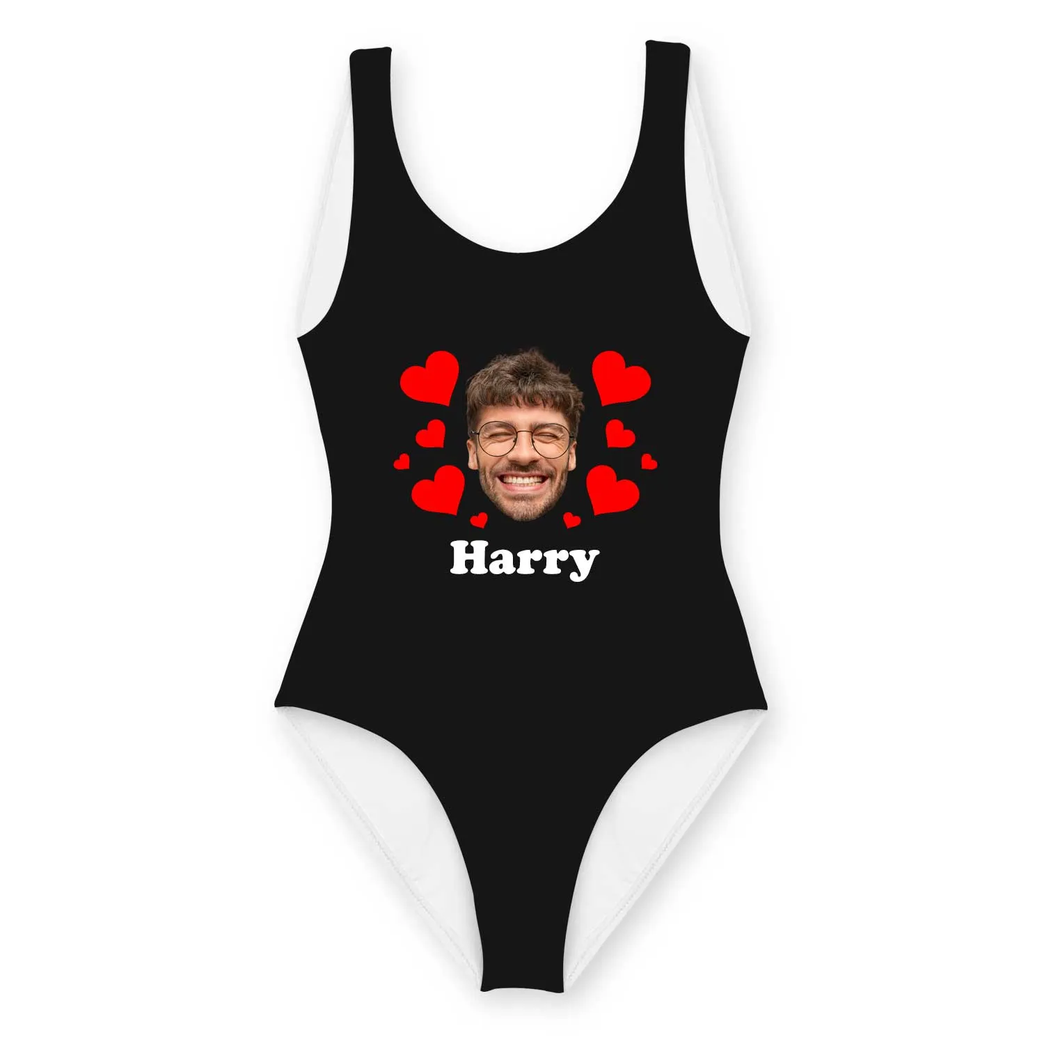 Love Heart Swimsuit Personalised With Face And Name sold by Super Socks product image thumbnail 3