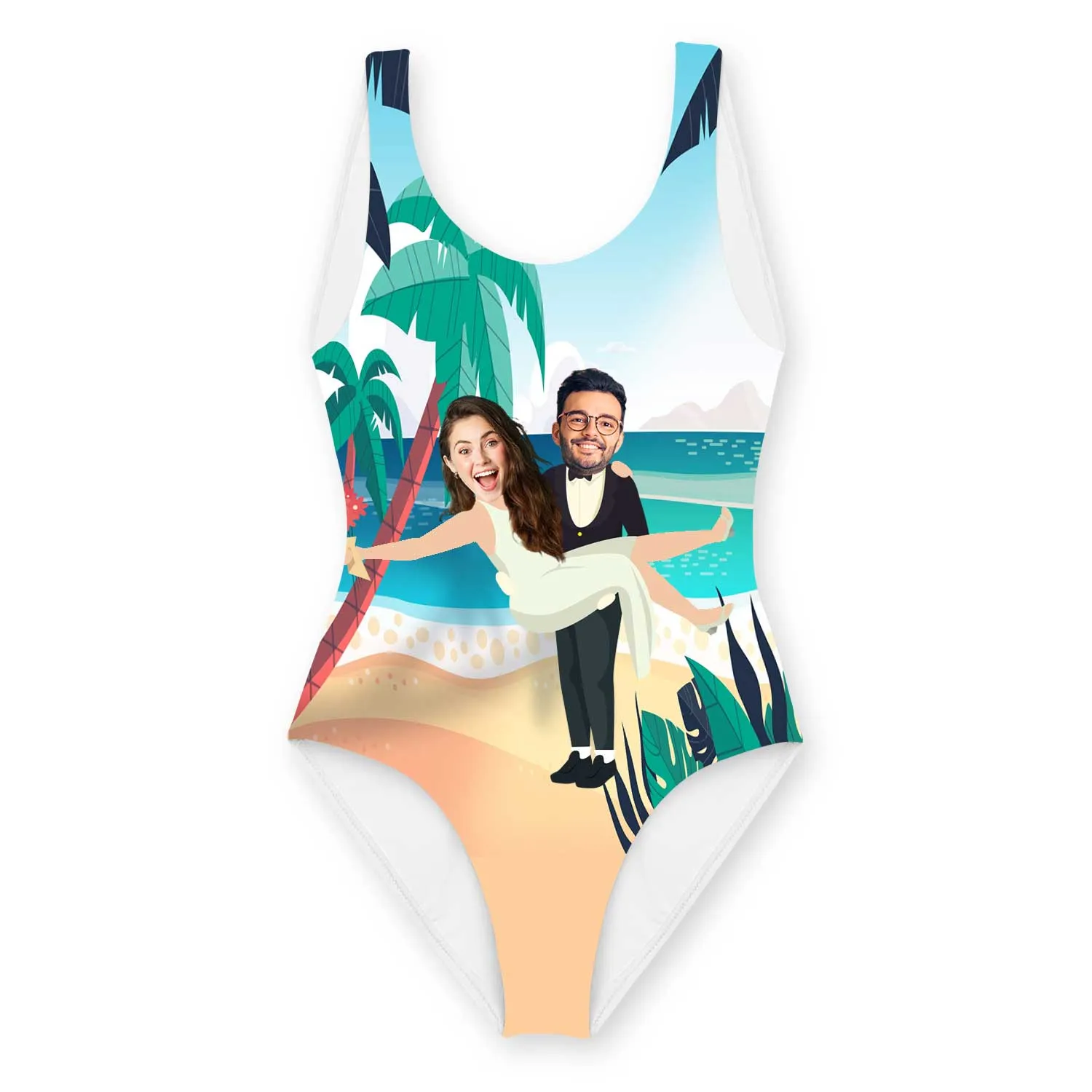 Bride and Groom Wedding Swimsuit Personalised With Faces sold by Super Socks product image thumbnail 2