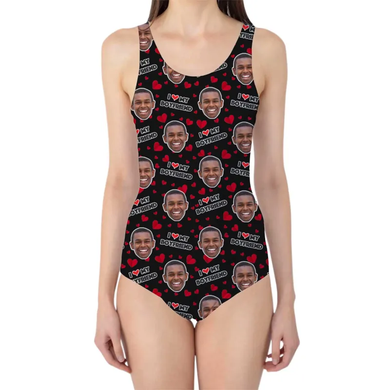 I Love My Boyfriend Swimsuit Personalised With Face sold by Super Socks