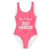 Just Married Swimsuit Personalised With Names sold by Super Socks