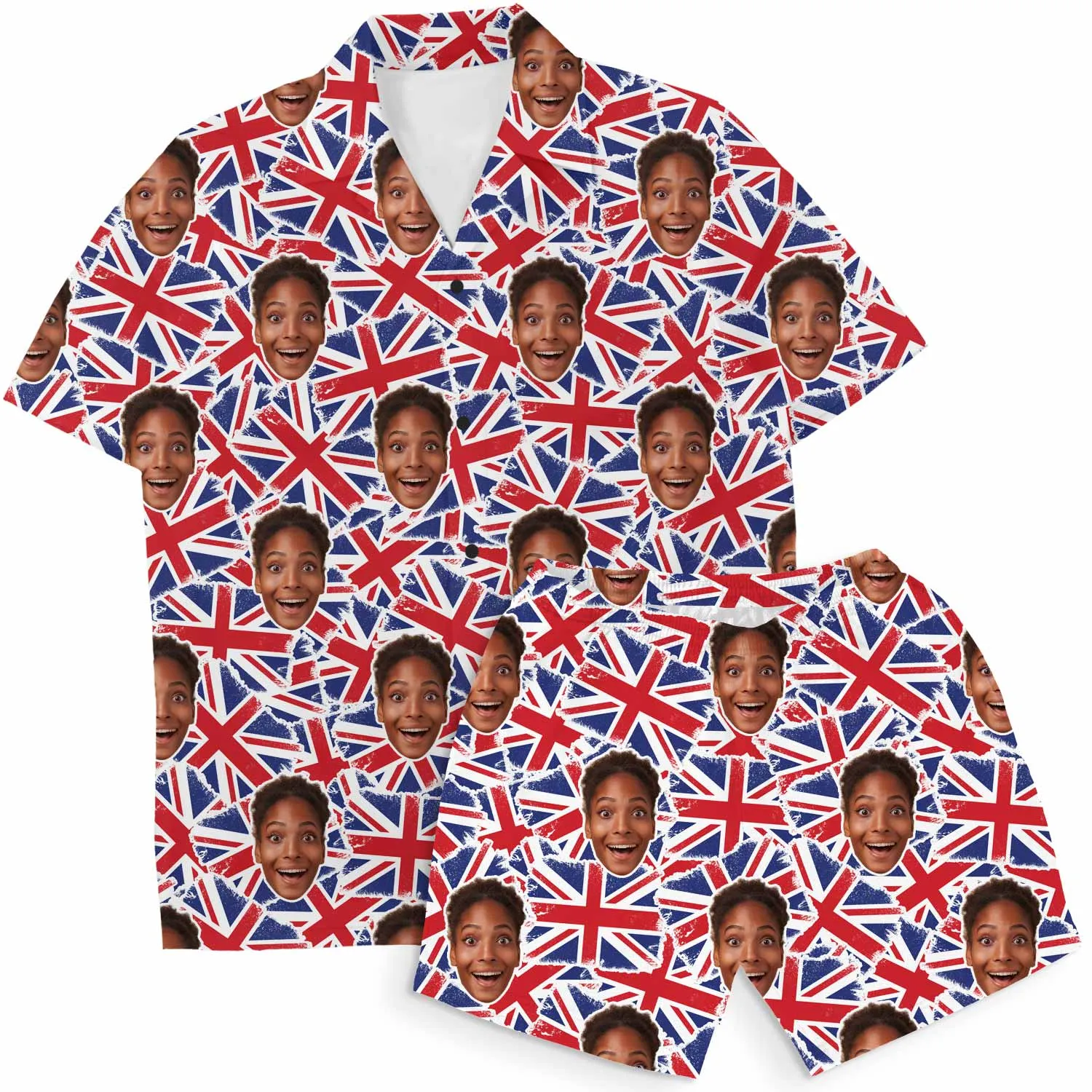 Union Jack Personalised Hawaiian Shirt Shorts Set sold by Super Socks