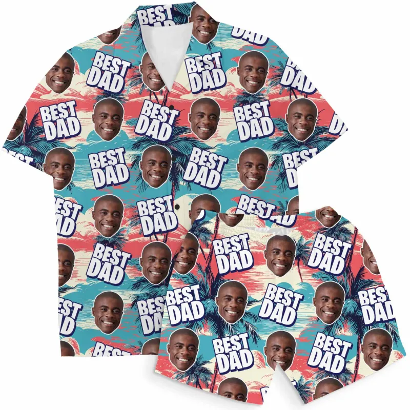Best Dad Personalised Hawaiian Shirt Shorts Set sold by Super Socks