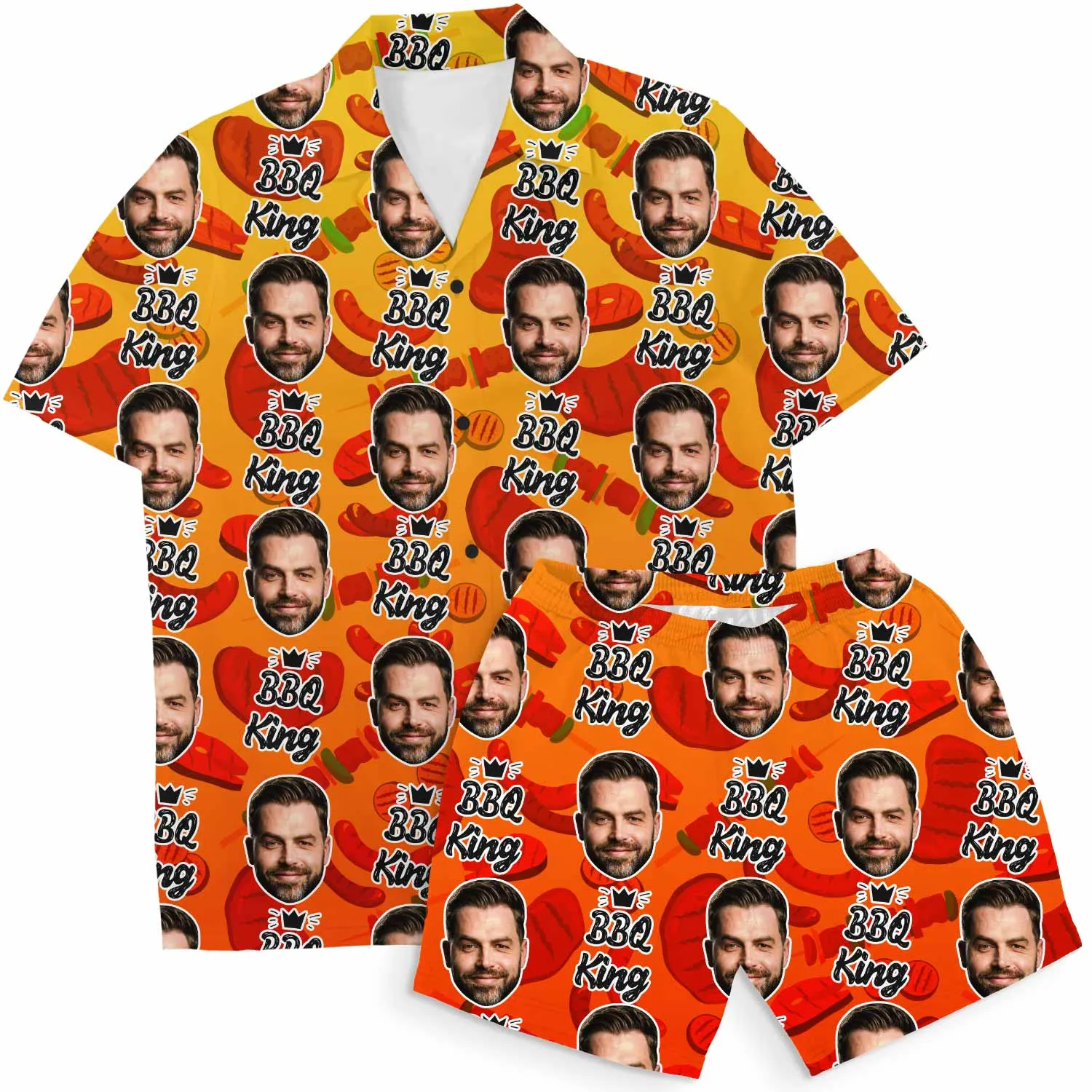 BBQ King Personalised Hawaiian Shirt Shorts Set sold by Super Socks