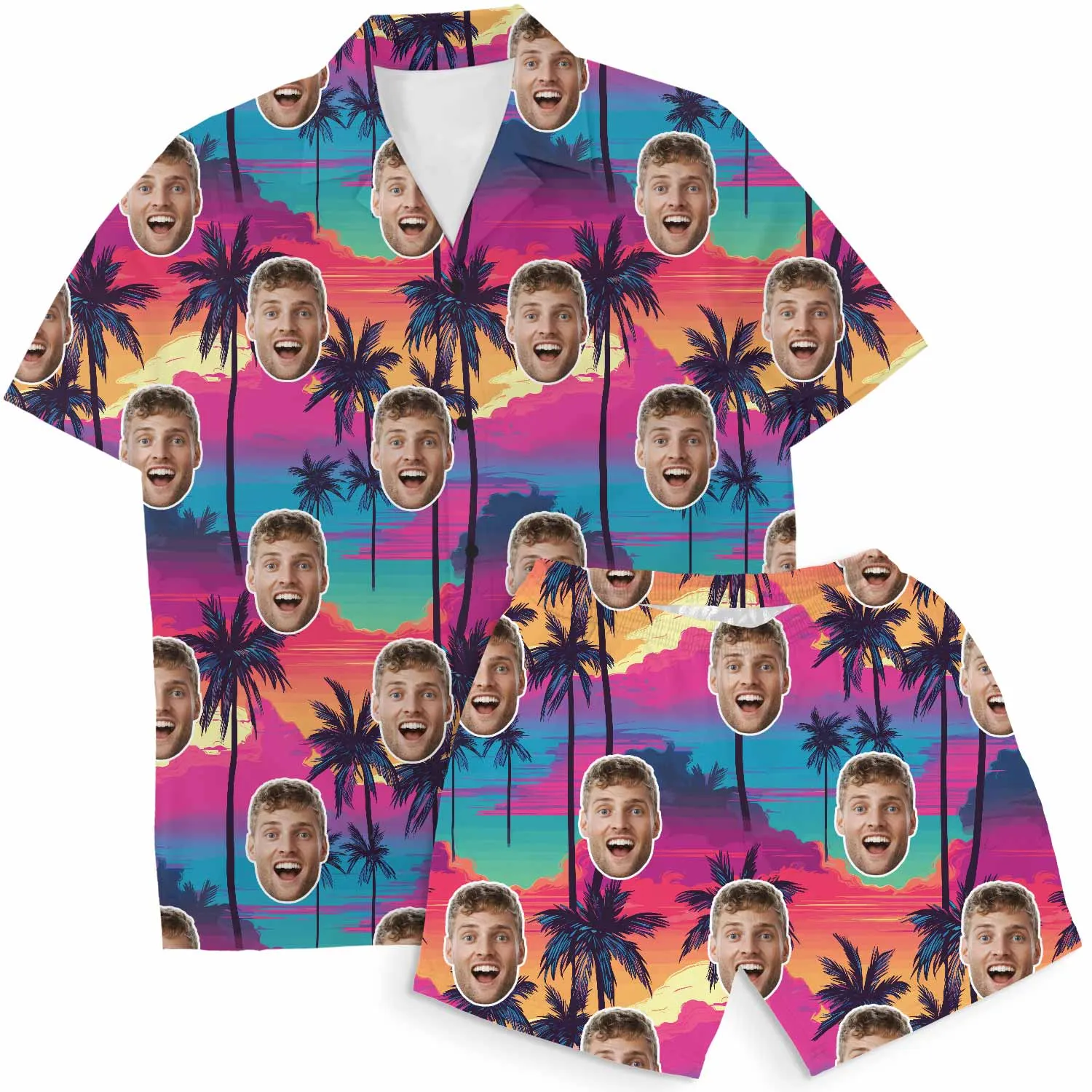 Tropical Sunset Personalised Hawaiian Shirt Shorts Set sold by Super Socks