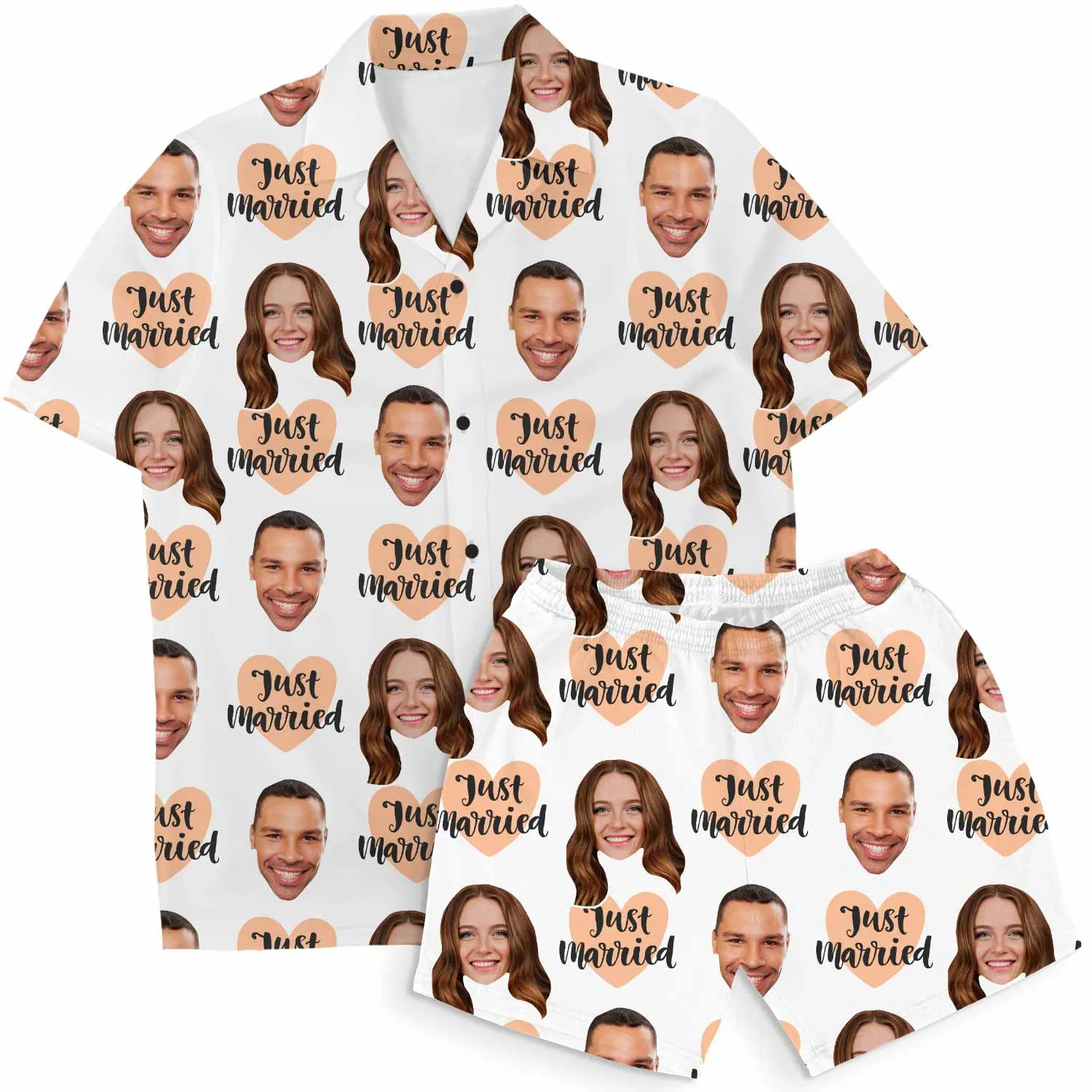 Just Married Personalised Hawaiian Shirt Shorts Set sold by Super Socks