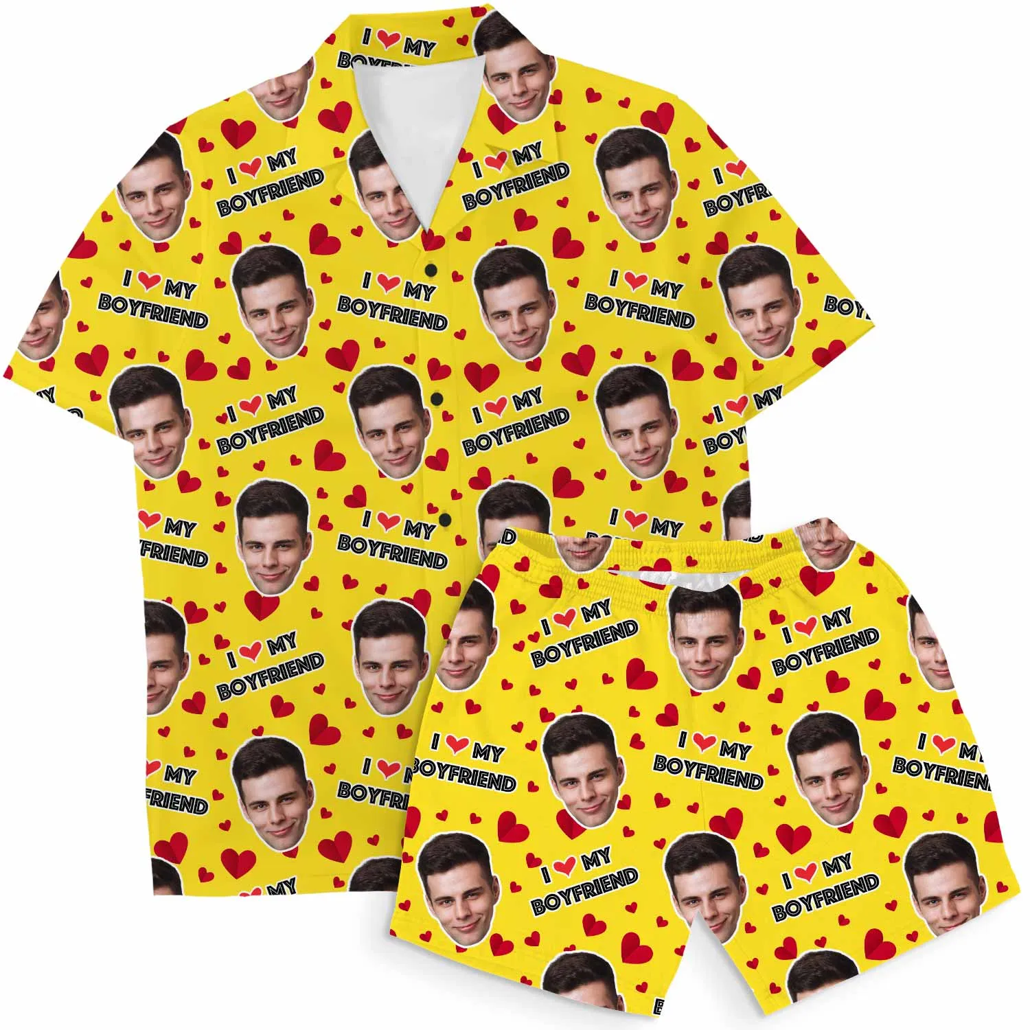 I Love My Boyfriend Personalised Hawaiian Shirt Shorts Set sold by Super Socks product image thumbnail 5