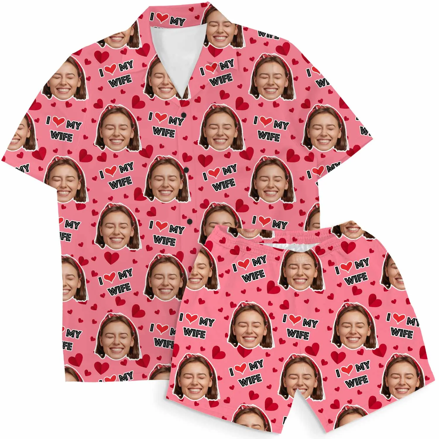 I Love My Wife Personalised Hawaiian Shirt Shorts Set sold by Super Socks