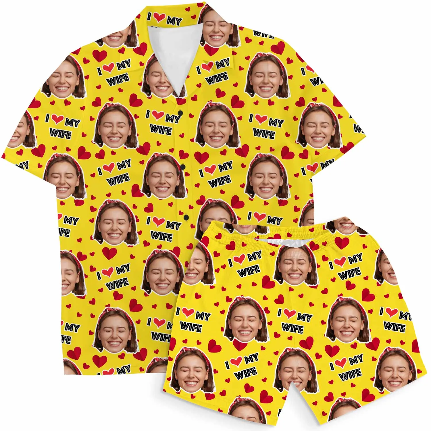 I Love My Wife Personalised Hawaiian Shirt Shorts Set sold by Super Socks product image thumbnail 5