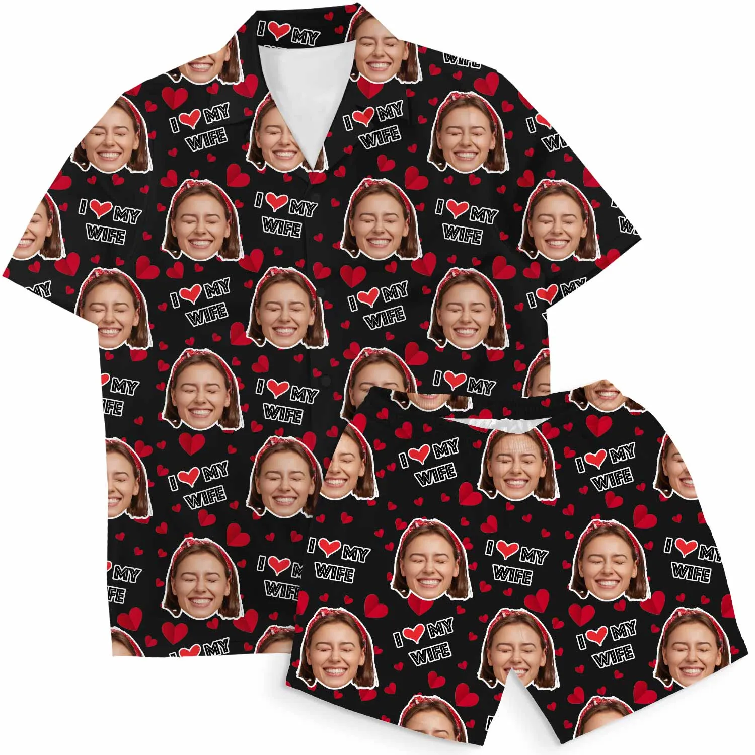 I Love My Wife Personalised Hawaiian Shirt Shorts Set sold by Super Socks product image thumbnail 2