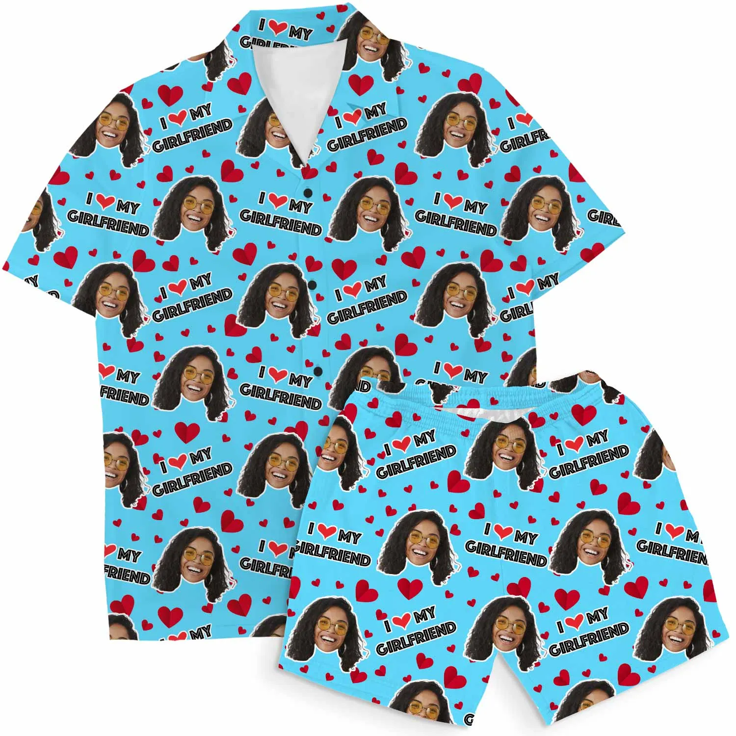 I Love My Girlfriend Personalised Hawaiian Shirt Shorts Set sold by Super Socks product image thumbnail 3