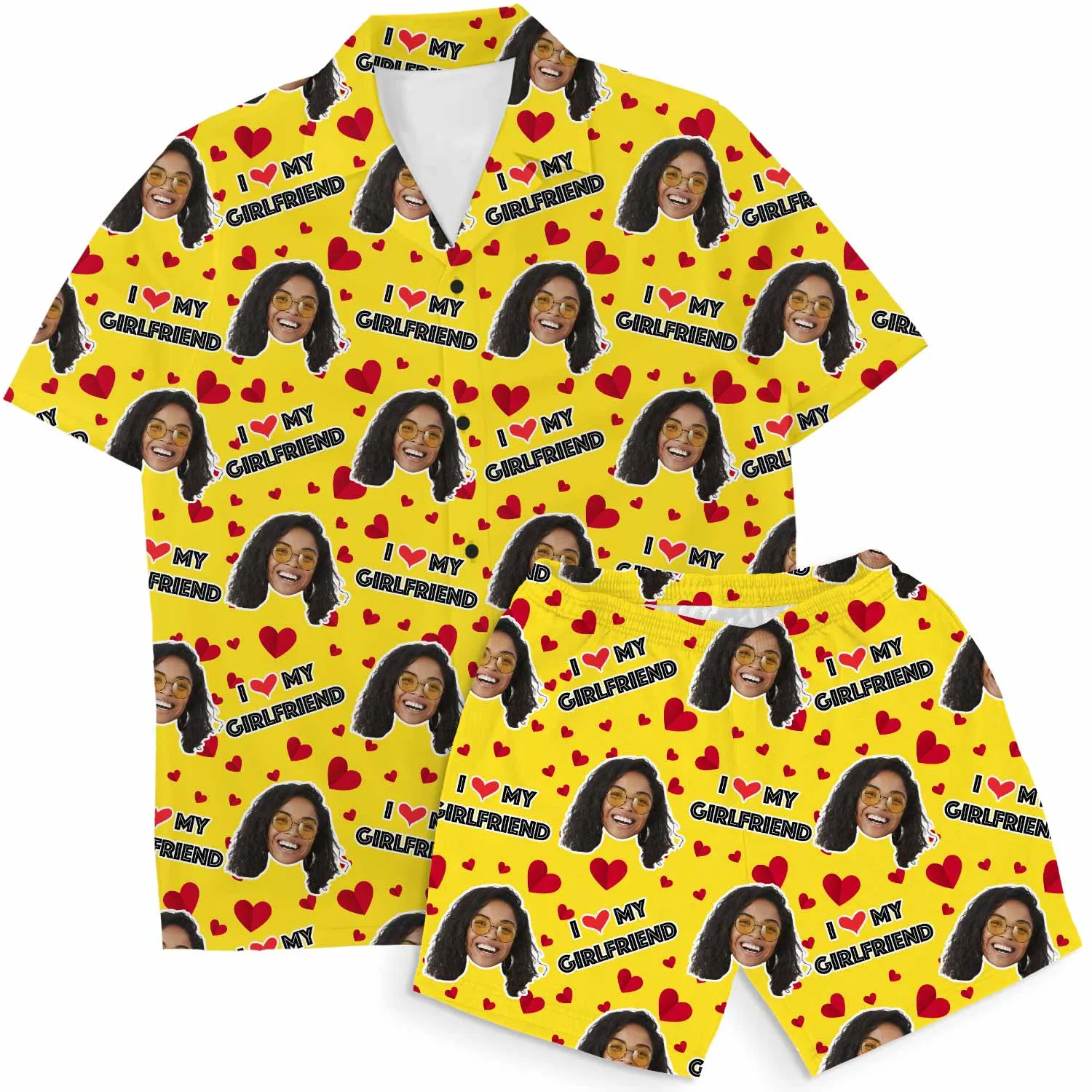 I Love My Girlfriend Personalised Hawaiian Shirt Shorts Set sold by Super Socks product image thumbnail 5