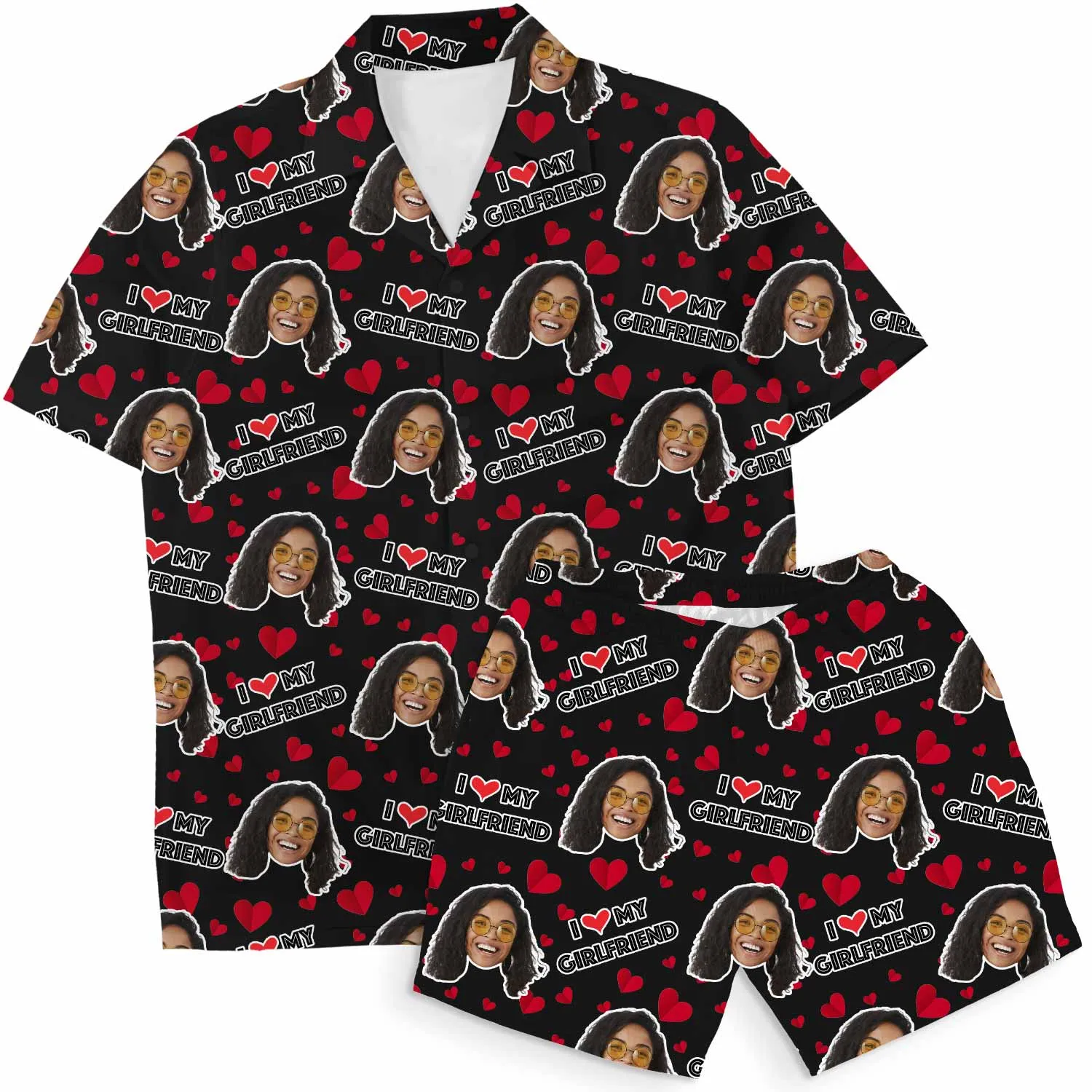 I Love My Girlfriend Personalised Hawaiian Shirt Shorts Set sold by Super Socks product image thumbnail 2