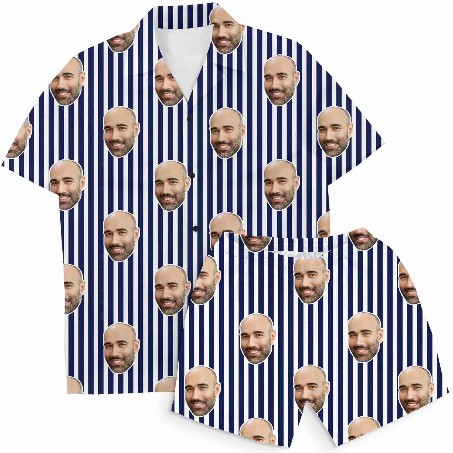 Pin Stripe Personalised Hawaiian Shirt Shorts Set sold by Super Socks