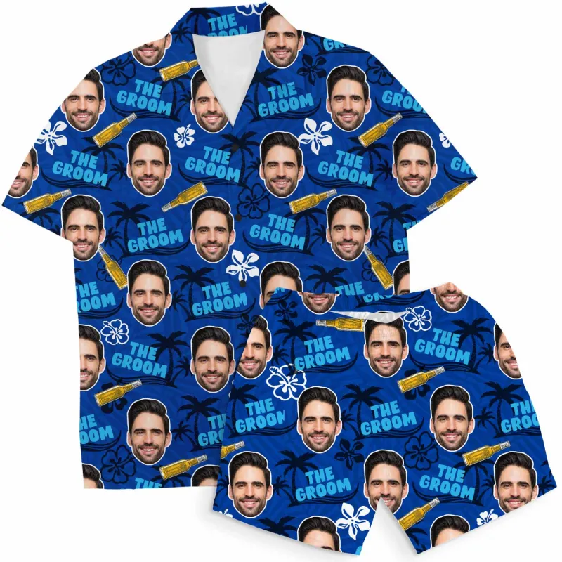 The Groom Personalised Hawaiian Shirt Shorts Set sold by Super Socks