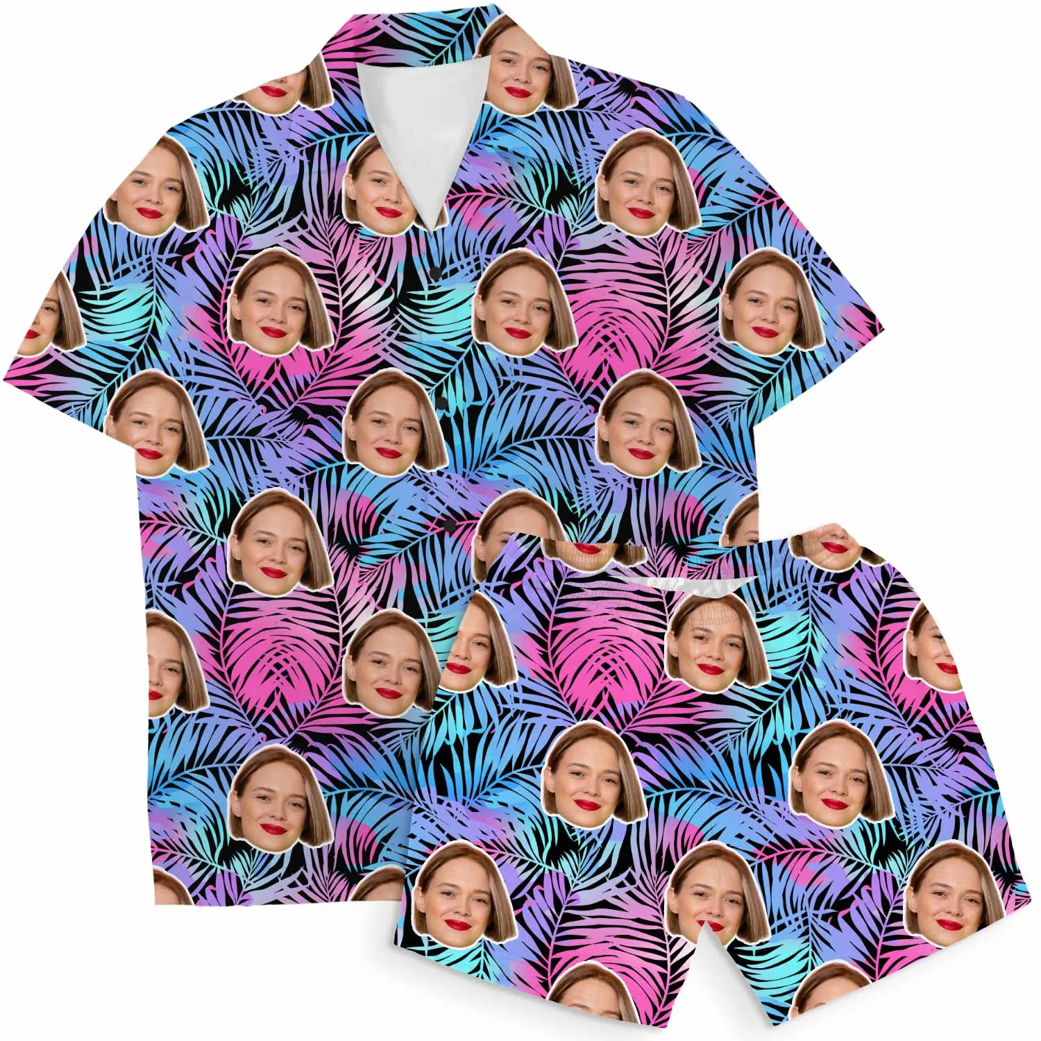 Neon Tropical Personalised Hawaiian Shirt Shorts Set sold by Super Socks