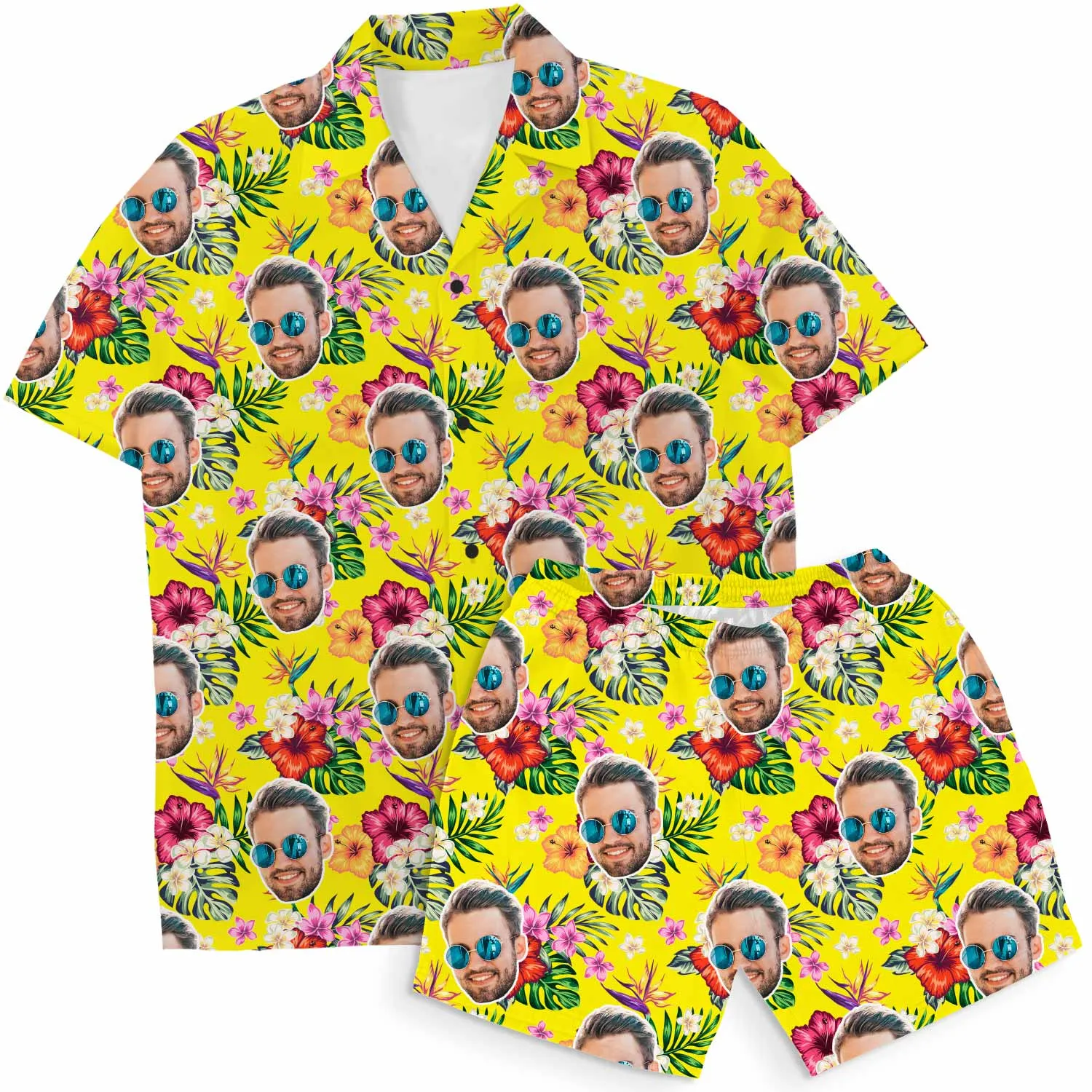 Tropical Yellow Personalised Hawaiian Shirt Shorts Set sold by Super Socks