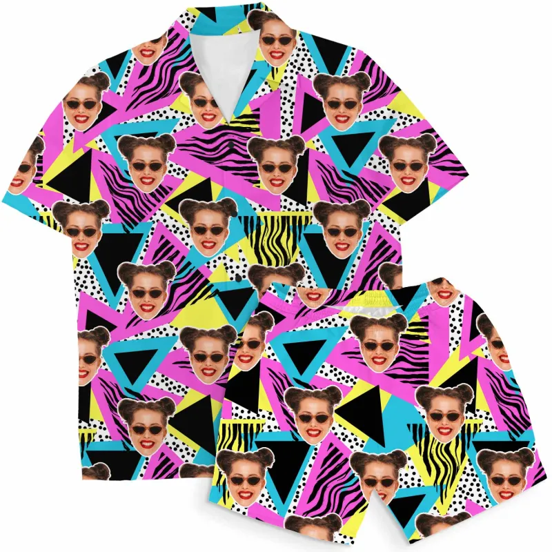 Retro Pattern Personalised Hawaiian Shirt Shorts Set sold by Super Socks