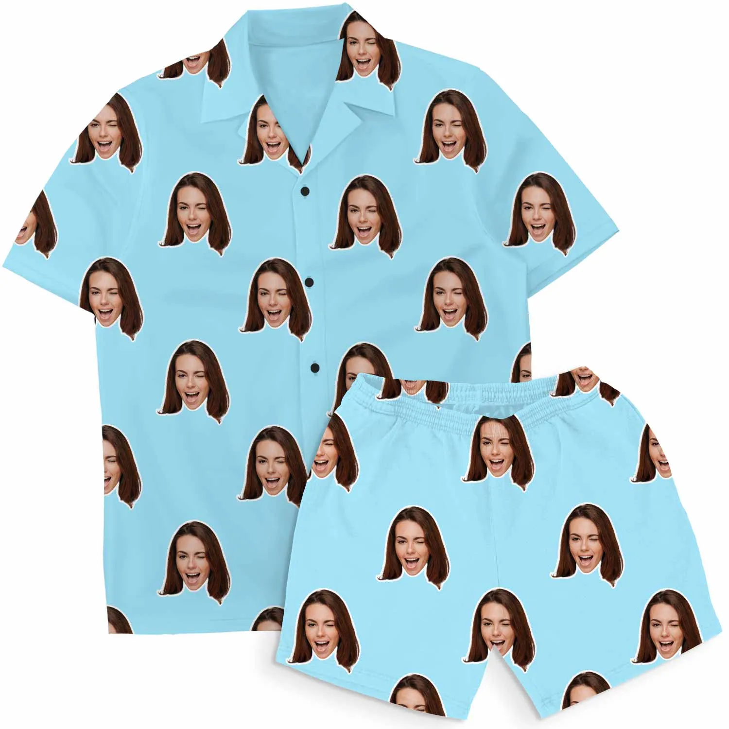 Faces Personalised Hawaiian Shirt Shorts Set sold by Super Socks product image thumbnail 2